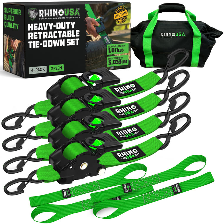 Rhino USA retractable ratchet tie-down straps (4-pack)