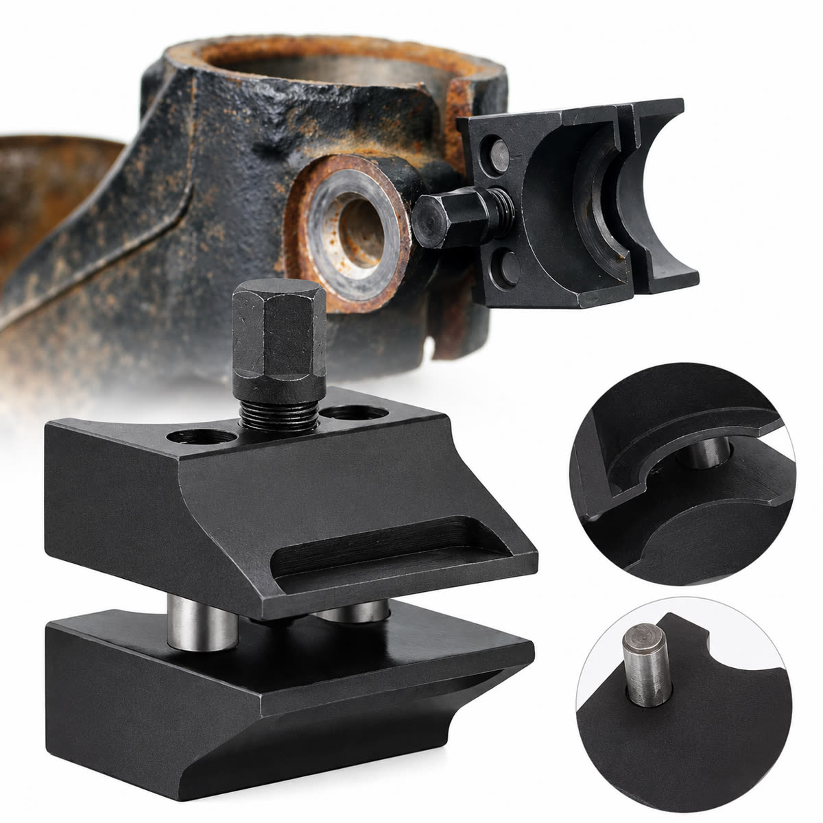 Split-hub steering knuckle spreader