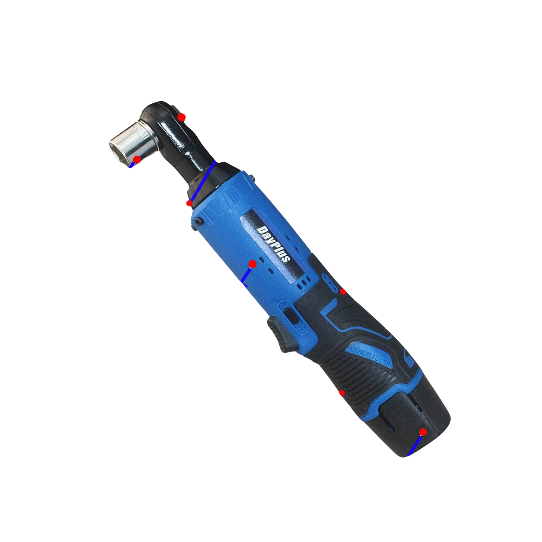 Electric Cordless Right Ratchet Angle Wrench 3/8''  Power Tool with 2 Batteries