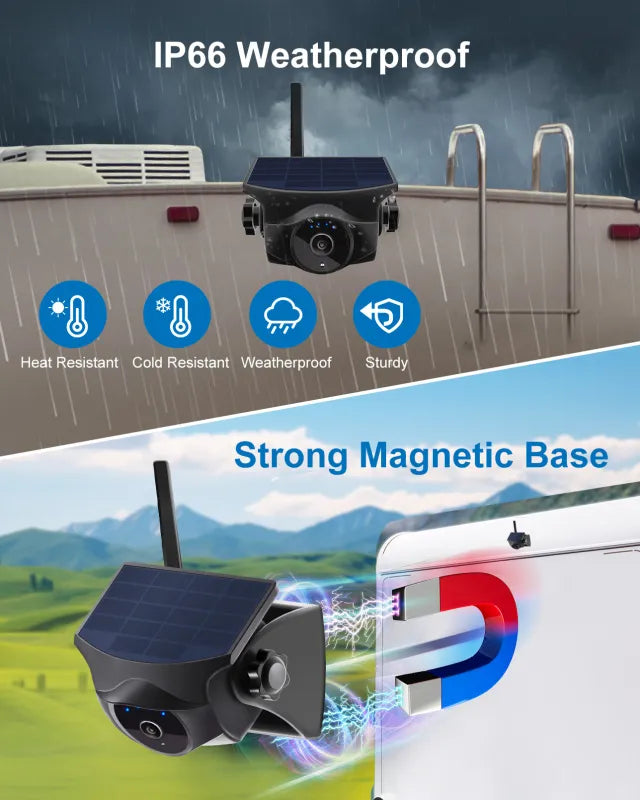 Magnetic Solar powered camera - connects to phone