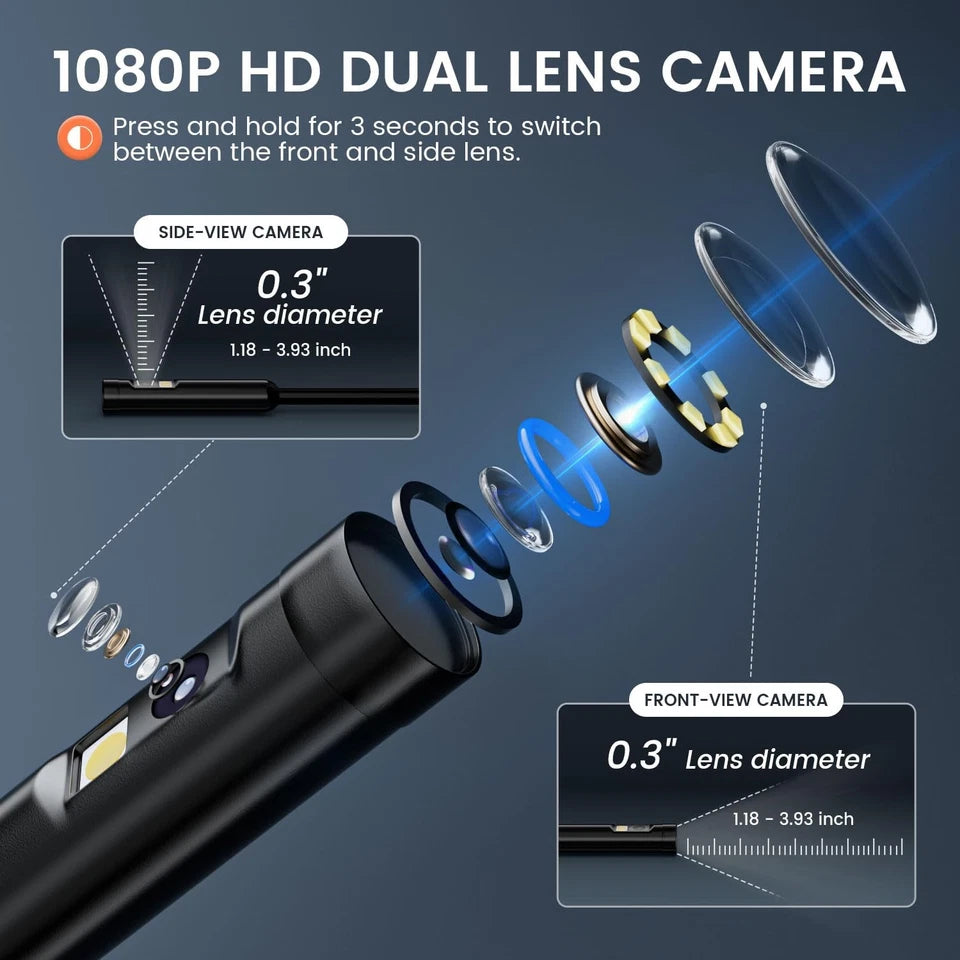 Endoscope Camera with Light: Dual Lens Industrial Borescope 5 METRE