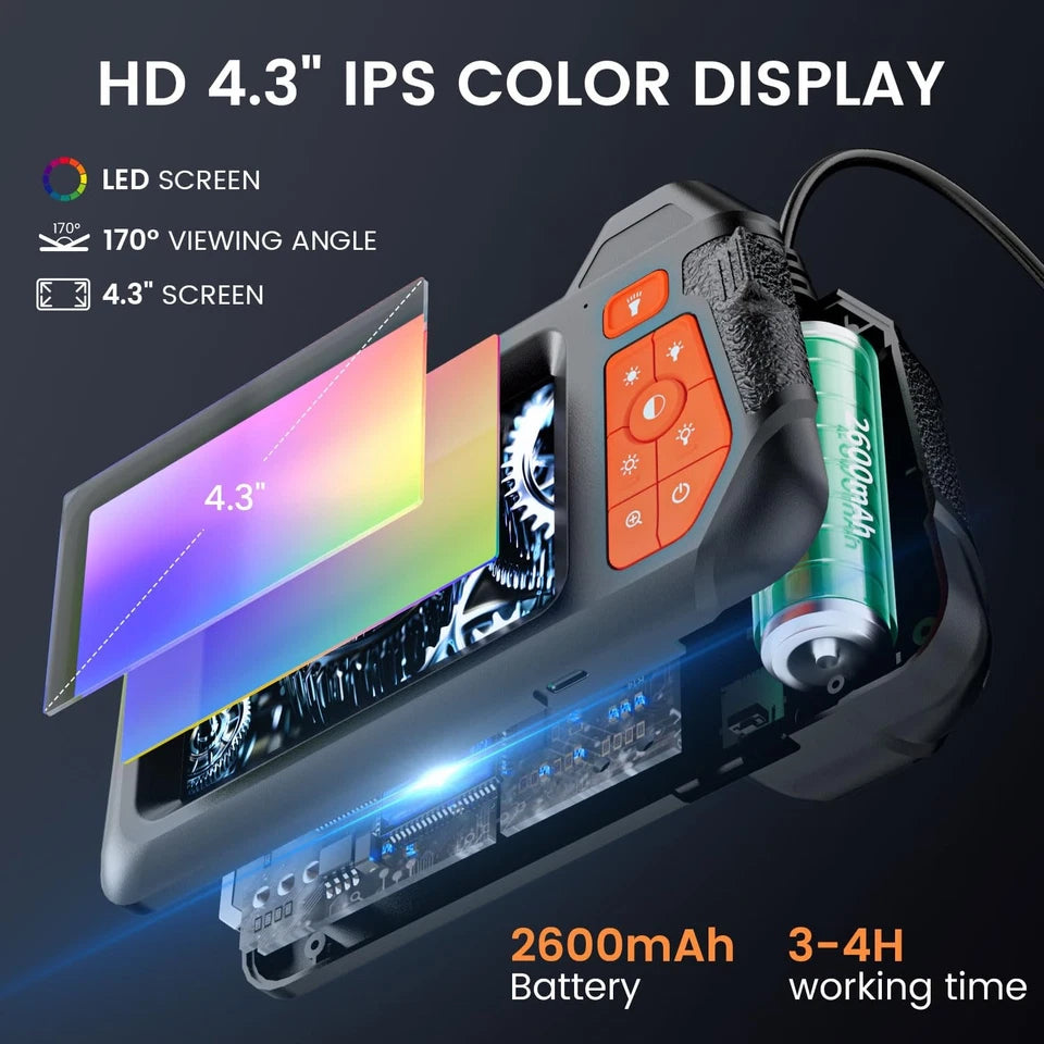 Endoscope Camera with Light: Dual Lens Industrial Borescope 5 METRE
