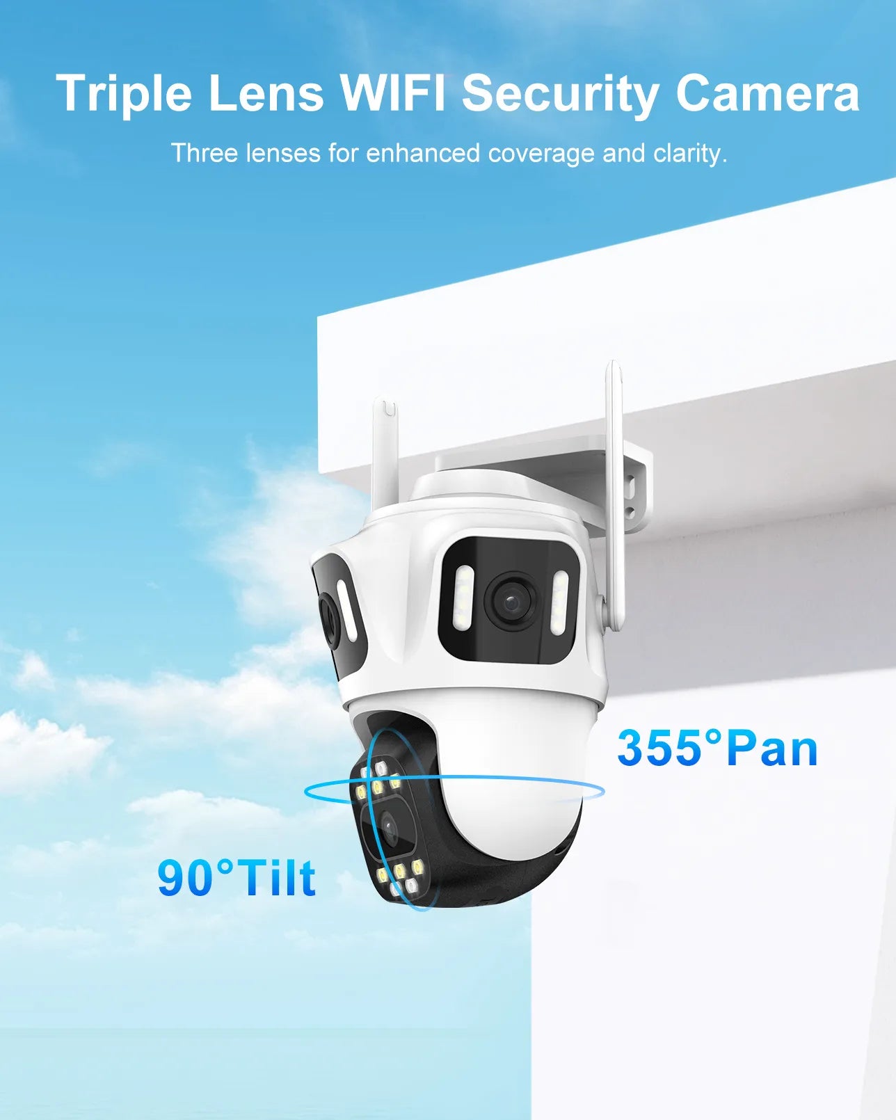 Triple Lens Outdoor Security Camera + Magnetic camera Bundle Deal